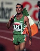 22 August 1998; Mark Carroll of Ireland after finishing third in the Men's 5000m final during the European Athletics Championships at Nep Stadium in Budapest, Hungary. Photo by Brendan Moran/Sportsfile