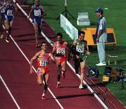 22 August 1998; Mark Carroll of Ireland, right, on his way to finishing third behind winner Isaac Viciosa of Spain, left, and second place Manuel Pancorbo of Spain in the Men's 5000m final during the European Athletics Championships at Nep Stadium in Budapest, Hungary. Photo by Brendan Moran/Sportsfile