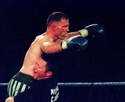 19 September 1998; Michael Carruth celebrates with coach Steve Collins after winning his WAA Welterweight Championship bout against Scott Dixon at the National Basketball Arena in Tallaght, Dublin. Photo by David Maher/Sportsfile