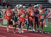 20 August 1998; Niall Bruton of Ireland, right, competing in the Men's 1500m final during the European Athletics Championships at Nep Stadium in Budapest, Hungary. Photo by Brendan Moran/Sportsfile