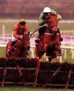 17 March 1998; Oonagh's Star, with Charlie Swan up, clears the last on their way to winning the Citroen Supreme Novices Hurdle race during day one of the Cheltenham Racing Festival at Prestbury Park in Cheltenham, England. Photo by Matt Browne/Sportsfile