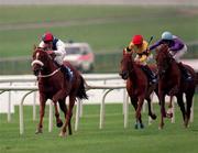 OSCAR SCHINDLER with Stephen Craine up on his way  to win  the Jefferson Smurfit Memorial Irish St.Ledger  from Persian Punch ( G Duffield ) right and Whitewater Affair ( J Reid) at the Curragh 20/9/97 Photograph Ray McManus SPORTSFILE  *** Local Caption *** 20 September 1997; x at The Curragh Racecourse in Kildare. Photo by Ray McManus/Sportsfile