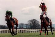 13 April 1998; Paul Carberry celebrates on Bobbyjo as they cross the line to win the Irish Grand National during the Fairyhouse Easter Festival - Irish Grand National day at Fairyhouse Racecourse in Ratoath, Meath. Photo by Matt Browne/Sportsfile