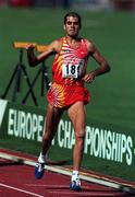 20 August 1998; Reyes Estevez of Spain crosses the line to win the Men's 1500m final during the European Athletics Championships at Nep Stadium in Budapest, Hungary. Photo by Brendan Moran/Sportsfile