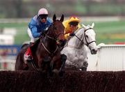 18 March 1998; One Man, with Brian Harding up, left, jump the last ahead of Ask Tom, with Russ Garrity up, on their way to winning the Queen Mother Champion Chase during day two of the Cheltenham Racing Festival at Prestbury Park in Cheltenham, England. Photo by Matt Browne/Sportsfile