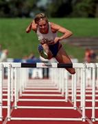 26 July 1998; Susan Smith competing in the 100m hurdles during the BLÉ National Track & Field Championships at Morton Stadium in Dublin. Photo by Matt Browne/Sportsfile
