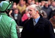 27 December 1998; Commentator Ted Walsh speaking to jockey Ruby Walsh during Day Two of the Leopardstown Christmas Festival 1998 at Leopardstown Racecourse in Dublin. Photo by Ray McManus/Sportsfile