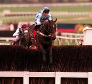 17 March 1998; Unguided Missile, with Anthony Dobbin up, clear the last on their way to winning the William Hill National Hunt Handicap Steeplechase during day one of the Cheltenham Racing Festival at Prestbury Park in Cheltenham, England. Photo by Matt Browne/Sportsfile