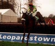 27 December 1998; Wylde Hide, with Barry Cash up, clear the last on their way to finishing second in the Paddy Power Handicap Steeplechase during Day Two of the Leopardstown Christmas Festival 1998 at Leopardstown Racecourse in Dublin. Photo by Ray McManus/Sportsfile