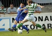 13 August 2004; Steven Gough, Shamrock Rovers, in action against Willie Bruton, Waterford United. eircom league, Premier Division, Shamrock Rovers v Waterford United, Richmond Park, Dublin. Picture credit; Brian Lawless / SPORTSFILE