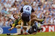 14 August 2004; Declan O'Sullivan, Kerry, in action against Paul Griffin, 4, and Paddy Christie, Dublin. Bank of Ireland Senior Football Championship Quarter-Final, Dublin v Kerry, Croke Park, Dublin. Picture credit; Damien Eagers / SPORTSFILE