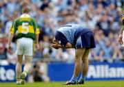 14 August 2004; Dublin's Alan Brogan holds his head in his hands after missing an opportunity for a point. Bank of Ireland Senior Football Championship Quarter-Final, Dublin v Kerry, Croke Park, Dublin. Picture credit; Damien Eagers / SPORTSFILE