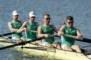 15 August 2004; Ireland's Lightweight Men's Coxless Fours team, from right, Paul Griffin, Niall O'Toole, Eugene Coakley and Richard Archibald in action during their heat. Schinias Olympic Rowing Centre. Games of the XXVIII Olympiad, Athens Summer Olympics Games 2004, Athens, Greece. Picture credit; Brendan Moran / SPORTSFILE