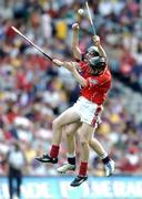 15 August 2004; Kevin Hynes, Galway, in action against Brendan Ring, Cork. Minor Hurling Championship Semi-Final, Galway v Cork, Croke Park, Dublin. Picture credit; David Maher / SPORTSFILE