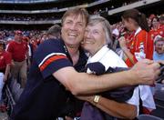 15 August 2004; Donal O'Grady, Cork manager, celebrates with his mother Kitty at the end of the game after victory over Wexford. Guinness Senior Hurling Championship Semi-Final, Wexford v Cork, Croke Park, Dublin. Picture credit; David Maher / SPORTSFILE
