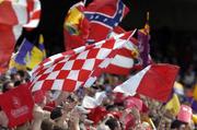 15 August 2004; Cork supporters fly their flags. Guinness Senior Hurling Championship Semi-Final, Wexford v Cork, Croke Park, Dublin. Picture credit; Ray McManus / SPORTSFILE