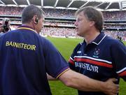 15 August 2004; Cork manager Donal O'Grady, right, shakes hands with Wexford manager John Conran at the end of the game. Guinness Senior Hurling Championship Semi-Final, Wexford v Cork, Croke Park, Dublin. Picture credit; David Maher / SPORTSFILE