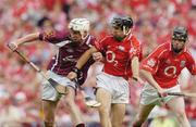 15 August 2004; Vincent Coone, Galway, in action against Ger O'Driscoll, Cork. Minor Hurling Championship Semi-Final, Galway v Cork, Croke Park, Dublin. Picture credit; Brian Lawless / SPORTSFILE