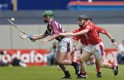 15 August 2004; Enda Collins, Galway, in action against Brendan Coleman, Cork. Minor Hurling Championship Semi-Final, Galway v Cork, Croke Park, Dublin. Picture credit; Brian Lawless / SPORTSFILE