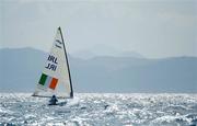 16 August 2004; Ireland's David Burrows leads the field during Race 4 of the Men's Single Handed Dinghy Finn Class. Agios Kosmas Sailing Olympic Centre. Games of the XXVIII Olympiad, Athens Summer Olympics Games 2004, Athens, Greece. Picture credit; Brendan Moran / SPORTSFILE