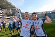 22 September 2013; Dublin's Paul Flynn, left, and Bernard Brogan celebrate with the Sam Maguire cup following their side's victory. GAA Football All-Ireland Senior Championship Final, Dublin v Mayo, Croke Park, Dublin. Picture credit: Stephen McCarthy / SPORTSFILE