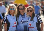 22 September 2013; Dublin supporters, from Castleknock, Co. Dublin, left to right, Clodagh O'Mahony, Leah Hughes, and Fiona Waters ahead of the GAA Football All-Ireland Championship Finals, Croke Park, Dublin. Picture credit: Dáire Brennan / SPORTSFILE