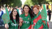 22 September 2013; Mayo supporters, left to right, Tara Birrane, Catherine Horan, and Rachel Healy, from Ballycastle, Co. Mayo, ahead of the GAA Football All-Ireland Championship Finals, Croke Park, Dublin. Picture credit: Dáire Brennan / SPORTSFILE