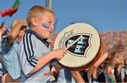 22 September 2013; Dublin supporter Sean Flanagan, age 7, from Marino, beats his drum as he cheers on his side at the GAA Football All-Ireland Championship Finals, Croke Park, Dublin. Picture credit: Barry Cregg / SPORTSFILE