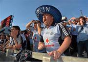 22 September 2013; Dublin supporter Paul McCarthy, from Ashbourne, Co. Meath, cheers on his side from Hill 16 during the GAA Football All-Ireland Championship Finals, Croke Park, Dublin. Picture credit: Barry Cregg / SPORTSFILE