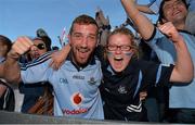 22 September 2013; Dublin supporters Anthony Brennan and Amy Brennan, from Portmarnock, celebrate their sides victory during the GAA Football All-Ireland Championship Finals, Croke Park, Dublin. Picture credit: Barry Cregg / SPORTSFILE