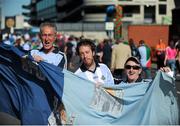 22 September 2013; Dublin supporters, left to right, Martin Ellis, from Dublin, Jamie Fallon, and his father Jimmy, both from Glasgow, ahead of the GAA Football All-Ireland Championship Finals, Croke Park, Dublin. Picture credit: Dáire Brennan / SPORTSFILE