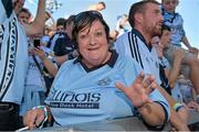 22 September 2013; Dublin supporter Margret Martin, from Portmarnock, celebrate her side's victory during the GAA Football All-Ireland Championship Finals, Croke Park, Dublin. Picture credit: Barry Cregg / SPORTSFILE