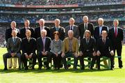 22 September 2013; The Football 'Stars of the 80's' tribute. Back row, from left, Eugene 'Nudie' Hughes, Monaghan/Castleblayney, Kevin O'Brien, Wicklow/Baltinglass, Tony McManus, Roscommon/Clan na nGael, Frank McGuigan, Tyrone/Ardboe, Eugene McKenna, Tyrone/Augher, Peter McGinnity, Fermanagh, Roslea, Willie Joe Padden, Mayo/Belmullet and Colm Browne, Laois/Portlaoise. Front row, from left, Ciarán Murray, Monaghan/Clones, Séamus McHugh, Galway/Headford, Harry Keegan, Roscommon/Castlerea, Mary Earley, representing the late Dermot Earley, Roscommon/Michael Glaveys/Sarsfields, Brian McAlinden, Armagh/Sarsfields, Kevin Kehilly, Cork/Newcestown, and Jim Reilly, Cavan/Kingscourt. GAA Football All-Ireland Senior Championship Final, Dublin v Mayo, Croke Park, Dublin. Photo by Sportsfile