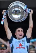 22 September 2013; Dublin's James McCarthy lifts the Sam Maguire Cup following their victory. GAA Football All-Ireland Senior Championship Final, Dublin v Mayo, Croke Park, Dublin. Picture credit: Stephen McCarthy / SPORTSFILE