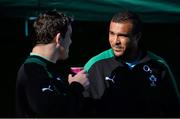 23 September 2013; Ireland's Simon Zebo, right, and Declan Fitzpatrick squad training. Ireland Rugby Squad Training, Carton House, Maynooth, Co. Kildare. Picture credit: Brendan Moran / SPORTSFILE