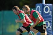 23 September 2013; Ireland back row forwards Peter O'Mahony, left, and Chris Henry in action during squad training. Ireland Rugby Squad Training, Carton House, Maynooth, Co. Kildare. Picture credit: Brendan Moran / SPORTSFILE