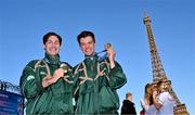 5 August 2024; Olympic Champions in lightweight men's double sculls Paul O'Donovan and Fintan McCarthy at the Champions Park at the Trocadero during the 2024 Paris Summer Olympic Games in Paris, France. Photo by Brendan Moran/Sportsfile