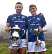 5 August 2024; Kerry hurlers, and winners, Fionán Mackessy and Matthew O'Sullivan pose with their trophies after the 2024 M. Donnelly GAA All-Ireland Poc Fada Finals at Annaverna Mountain in the Cooley Peninsula, Ravensdale, Louth. Photo by Ben McShane/Sportsfile