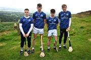5 August 2024; U16 hurlers, from left, Connor Delaney of Cavan, Tony Mahony of Laois, Colm Fitgerald of Roscommon and Matthew O'Sullivan of Kerry before the 2024 M. Donnelly GAA All-Ireland Poc Fada Finals at Annaverna Mountain in the Cooley Peninsula, Ravensdale, Louth. Photo by Ben McShane/Sportsfile