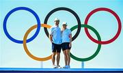 6 August 2024; Team Ireland golfer Stephanie Meadow, right, and husband Kyle Kallan during a practice round at Le Golf National during the 2024 Paris Summer Olympic Games in Paris, France. Photo by David Fitzgerald/Sportsfile
