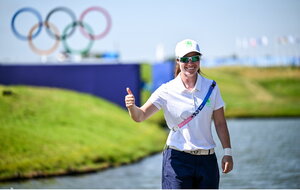 6 August 2024; Leona Maguire of Team Ireland during a practice round at Le Golf National during the 2024 Paris Summer Olympic Games in Paris, France. Photo by David Fitzgerald/Sportsfile