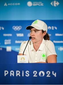 6 August 2024; Leona Maguire of Team Ireland during a press conference following a practice round at Le Golf National during the 2024 Paris Summer Olympic Games in Paris, France. Photo by David Fitzgerald/Sportsfile