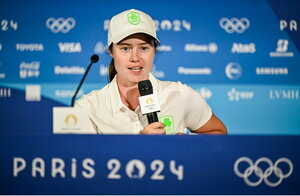 6 August 2024; Leona Maguire of Team Ireland during a press conference following a practice round at Le Golf National during the 2024 Paris Summer Olympic Games in Paris, France. Photo by David Fitzgerald/Sportsfile