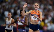 6 August 2024; Femke Bol of Team Netherlands after winning the women's 400m hurdles semi-final at the Stade de France during the 2024 Paris Summer Olympic Games in Paris, France. Photo by Sam Barnes/Sportsfile