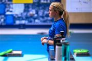7 August 2024; Athletic Performance Intern Molly Sullivan during a Leinster rugby gym session at UCD in Dublin. Photo by Ramsey Cardy/Sportsfile