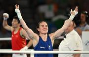 6 August 2024; Kellie Harrington of Team Ireland celebrates defeating Wenlu Yang of Team People's Republic of China in their women's 60kg final bout at Court Philippe-Chatrier in Roland Garros Stadium during the 2024 Paris Summer Olympic Games in Paris, France. Photo by Brendan Moran/Sportsfile
