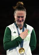 6 August 2024; An emotional Kellie Harrington of Team Ireland celebrates with her gold medal after defeating Wenlu Yang of Team People's Republic of China in their women's 60kg final bout  at Court Philippe-Chatrier in Roland Garros Stadium during the 2024 Paris Summer Olympic Games in Paris, France. Photo by Brendan Moran/Sportsfile