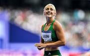 7 August 2024; Sarah Lavin of Team Ireland after finishing second in her heat of the women's 100m hurdles heats at the Stade de France during the 2024 Paris Summer Olympic Games in Paris, France. Photo by Sam Barnes/Sportsfile