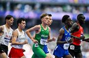 7 August 2024; Brian Fay of Team Ireland, centre, in action during the men's 5000m heats at the Stade de France during the 2024 Paris Summer Olympic Games in Paris, France. Photo by Sam Barnes/Sportsfile