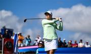 7 August 2024; Stephanie Meadow of Team Ireland watches her drive from the tenth tee box in action during round one of the women's individual strokeplay at Le Golf National during the 2024 Paris Summer Olympic Games in Paris, France. Photo by Brendan Moran/Sportsfile
